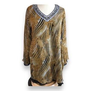 Neeta Paul - Animal Print Embellished Blouse - Size M